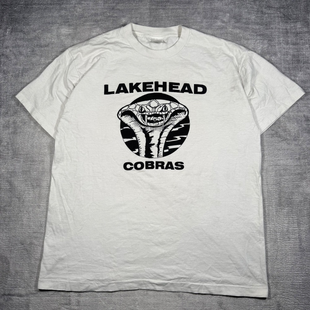 Lakehead University Cobras Shirt Mens XL White Vintage 1995 Zoo Single Stitch